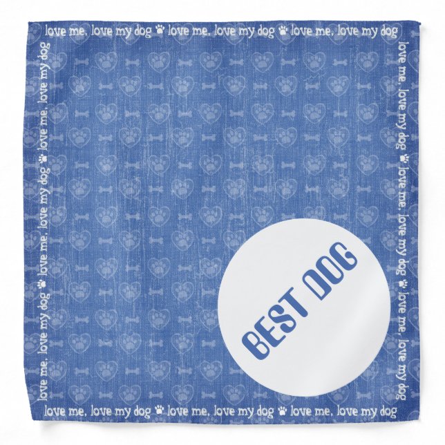 Love Me Love My Dog Best Dog Wedding  Bandana (Front)