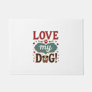 Love Me Love My Dog Vintage Cute Paw Print Dog Lov Doormat