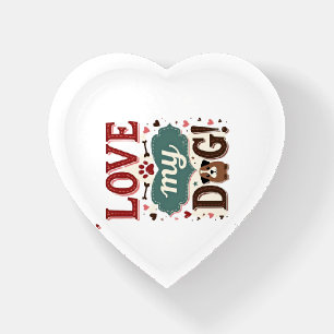 Love Me Love My Dog Vintage Cute Paw Print Dog Lov Paperweight