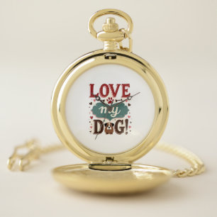 Love Me Love My Dog Vintage Cute Paw Print Dog Lov Pocket Watch