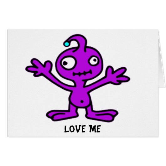 Love Me Purple Alien Cards (Front Horizontal)