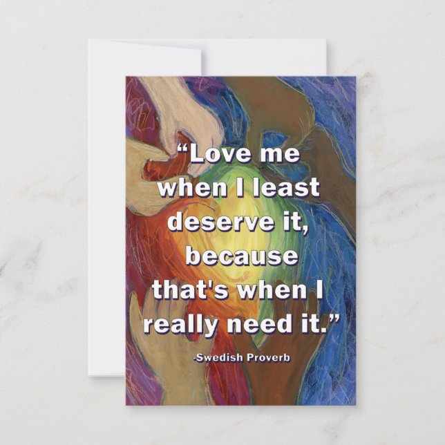 Love Me Swedish Proverb Heart Art Note Card (Front)