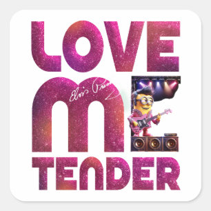 Love me tender square sticker