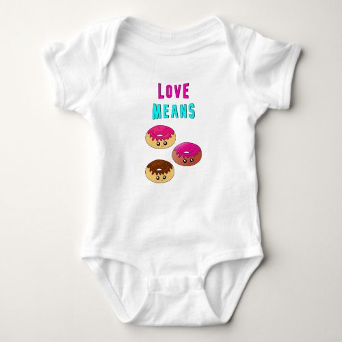 Love Means Doughnuts 2 June Valentines Donut Day Baby Bodysuit