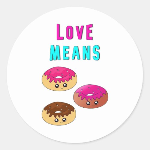Love Means Doughnuts 2 June Valentines Donut Day Classic Round Sticker