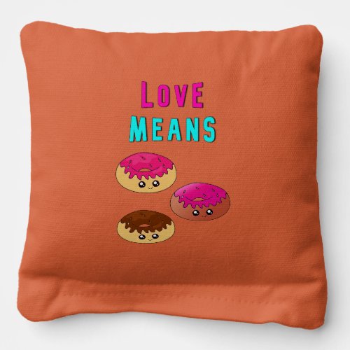 Love Means Doughnuts 2 June Valentines Donut Day Cornhole Bags