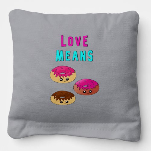 Love Means Doughnuts 2 June Valentines Donut Day Cornhole Bags