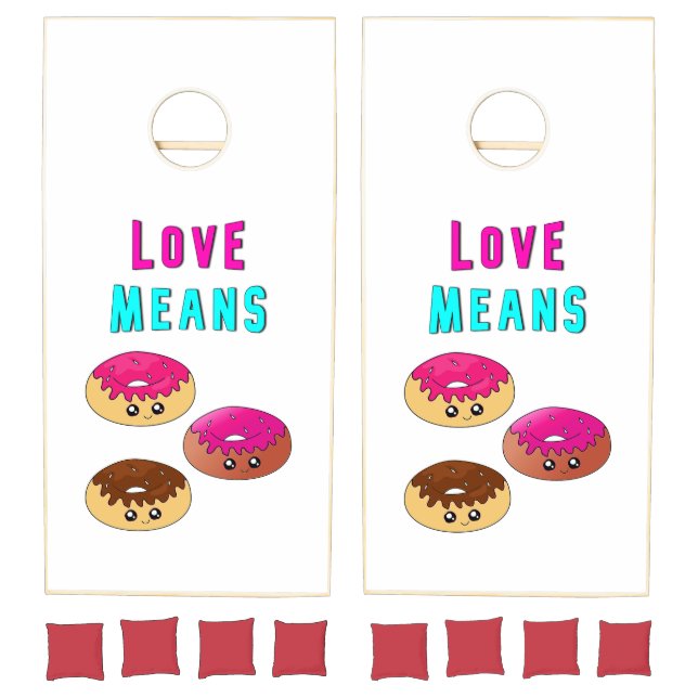 Love Means Doughnuts 2 June Valentines Donut Day Cornhole Set (Set)