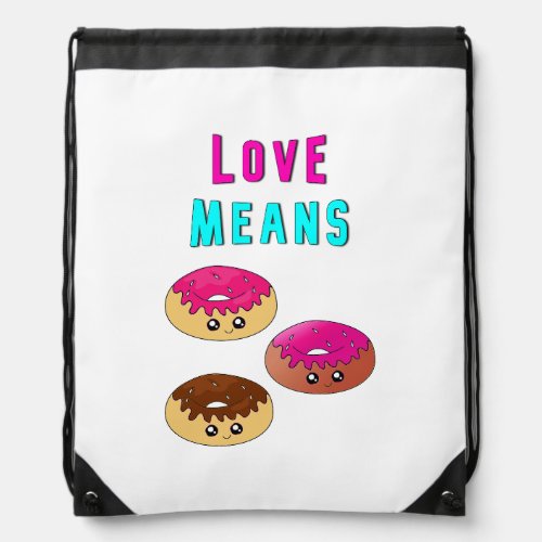 Love Means Doughnuts 2 June Valentines Donut Day Drawstring Bag