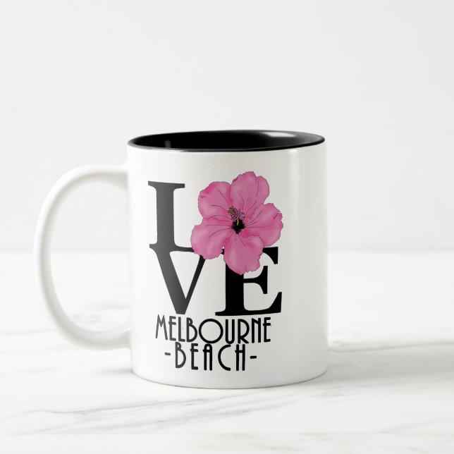 LOVE Melbourne Beach Florida Two-Tone Coffee Mug (Left)