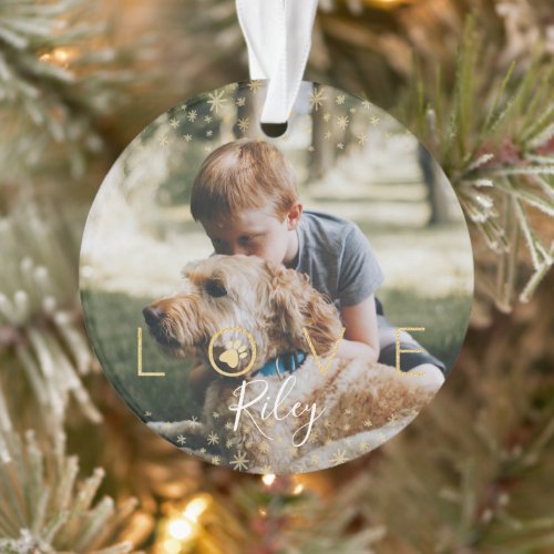 Love  Memories  Holiday Stars Pet Memorial Photo Ornament