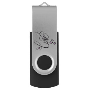 Love Memory Vault Elegant Script 32GB Swivel USB Flash Drive