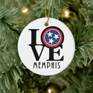 LOVE Memphis Ceramic Ornament