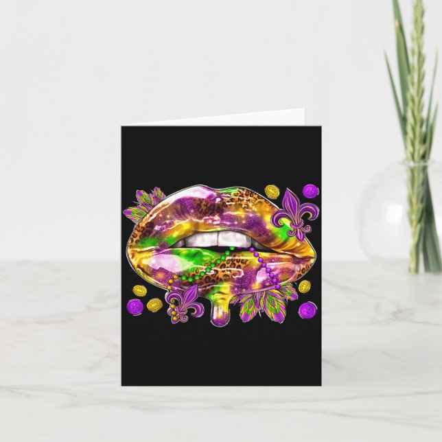 Love Men Lips Mardi Gras Carnival Fat Card (Front)
