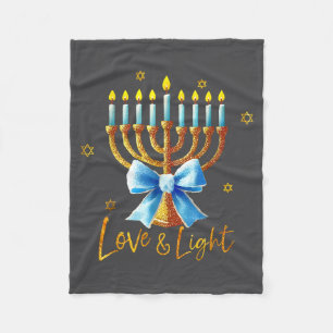 Love Menorah Chanukah Light Hanukkah Blue Coquette Fleece Blanket