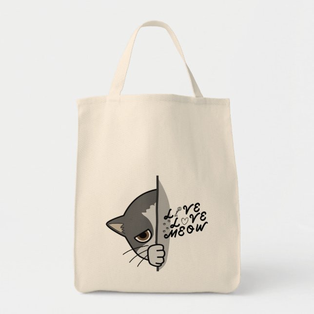 love meow cat lover design #catlover #catlife #cat tote bag (Front)