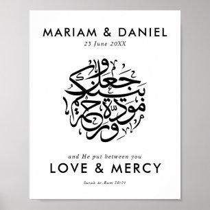 Love & Mercy Elegant Black Muslim Wedding Poster