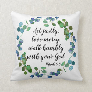 Love Mercy Scripture Custom Inspirational Quote Throw Pillow