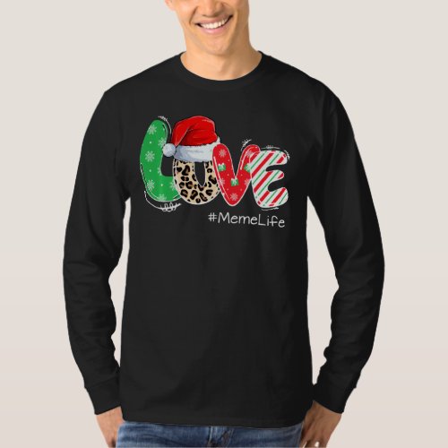 Love Merry Christmas Meme Life Leopard With Hat Sa T_Shirt