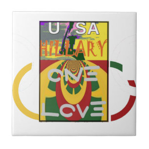 Love Message in Rasta Colors Art Print Ceramic Tile