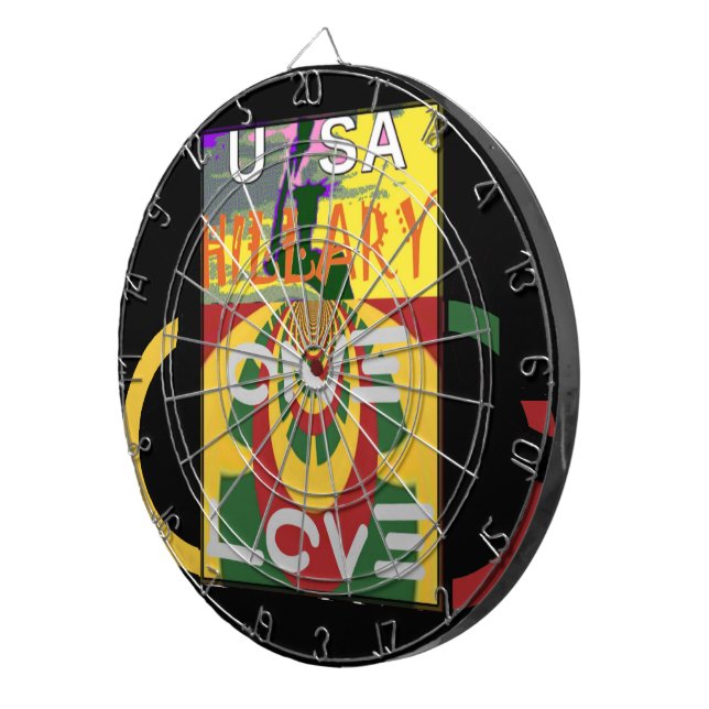 Love Message in Rasta Colors Art Print Dartboard (Front Right)