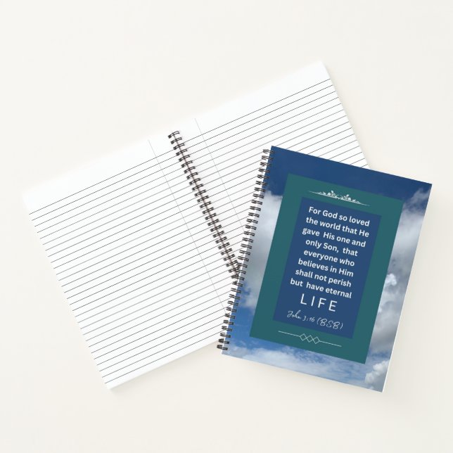 Love Message - John 3-16 - 8.5 x 11 Spiral Notebook (Inside)