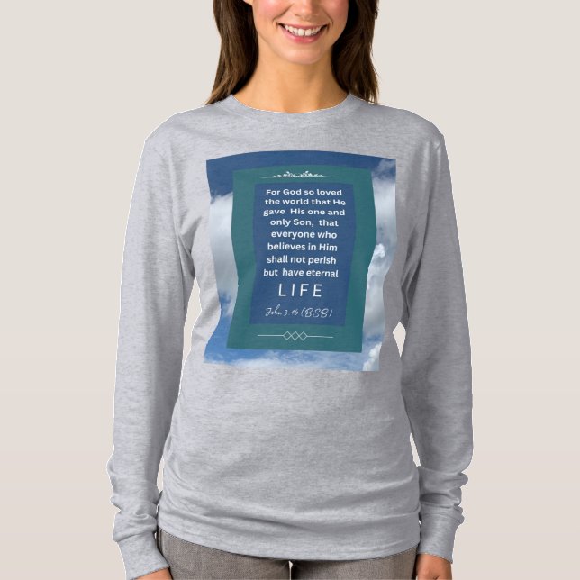 Love Message - John 3-16 - Long Sleeve Lt Gray T-Shirt (Front)