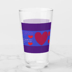 Love message on a glass cup purple blue red design