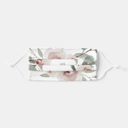 Love Message on Watercolor Flowers Adult Cloth Face Mask