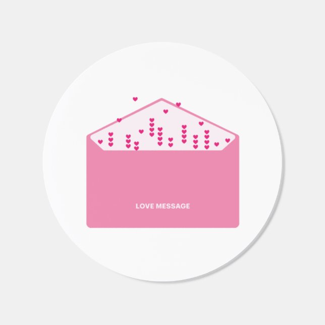 Love Message Pink Hearts Minimalist Cute Funny   Classic Round Sticker (Single)