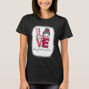 Love Messy Bun English Teacher Valentine's Day Mat T-Shirt