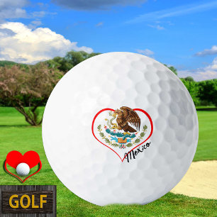 Love Mexico Golf Balls, Mexican flag, Heart Balls