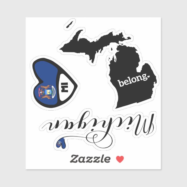 Love Michigan 3 Different Designs Sticker (Sheet)