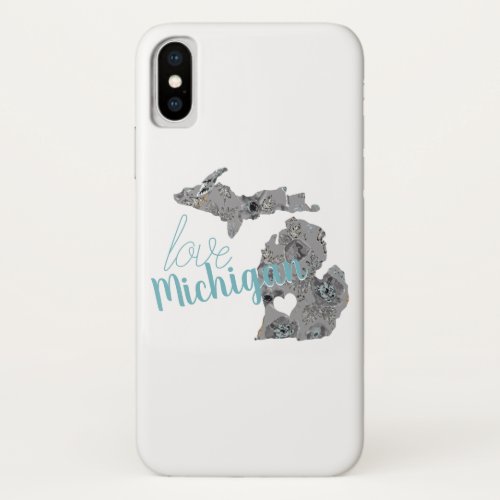 Love Michigan Floral Filled Silhouette iPhone X Case