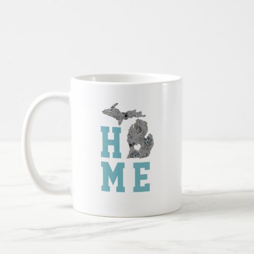 Love Michigan Home With Gray And Blue Poppies Coffee Mug