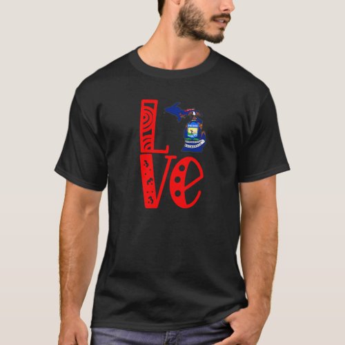 Love Michigan In Block Letters T_Shirt