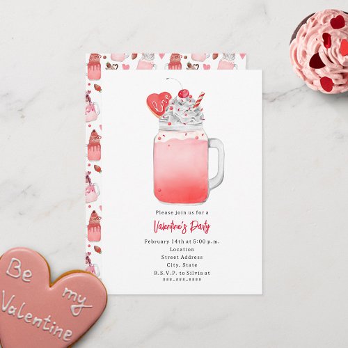 Love Milkshake Valentines Party Invite