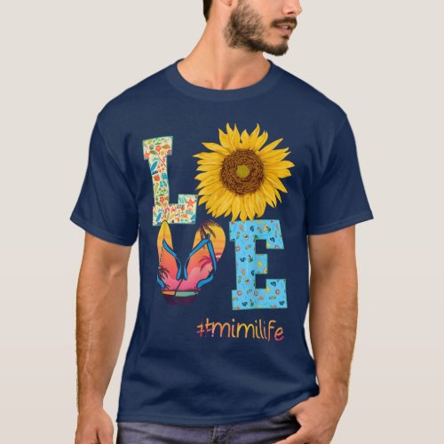 LOVE Mimi Life Flip Flops Hippie Sunflower Summer  T_Shirt