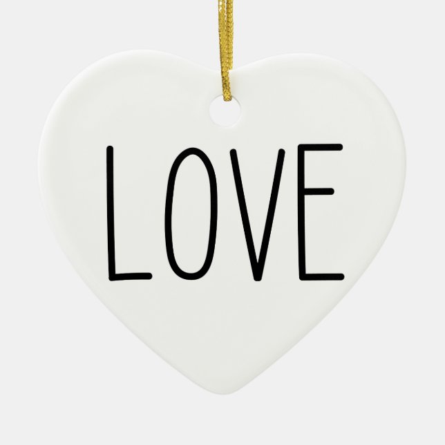 LOVE - minimal heart shaped ornament (Front)