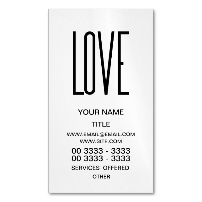 Love - Minimalist Design Magnetic Business Card (Front Vertical)