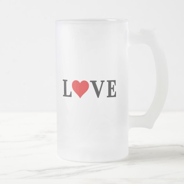 LOVE Minimalist Elegant Frosted Glass Beer Mug (Right)