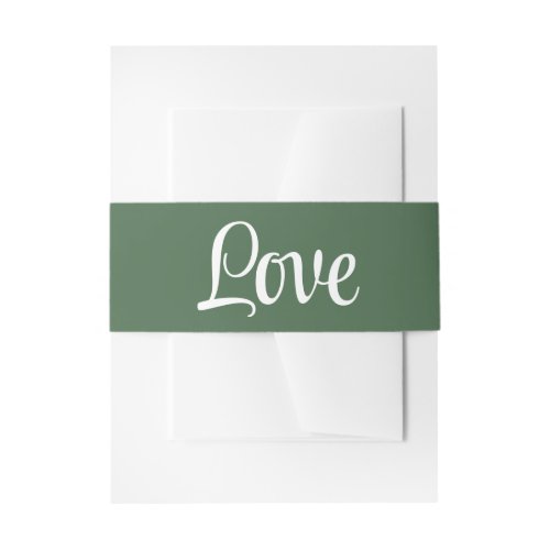 Love Minimalist Green Elegant Wedding Invitation Belly Band