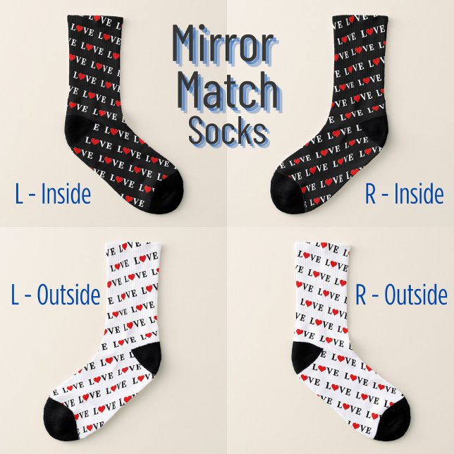 LOVE | Mirror Match: Inside Black, Outside White Socks (Creator Uploaded)