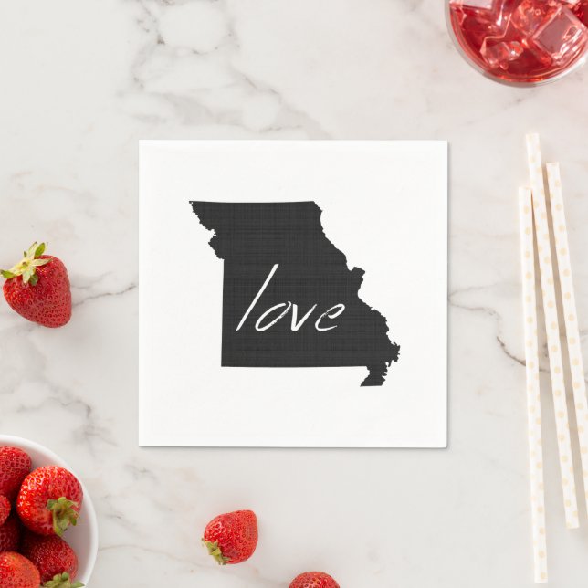 Love Missouri Shaped Chalkboard Show Me Missourian Napkins (Insitu)