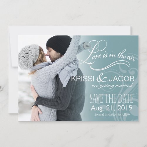 Love Mist Photo Save the Date  icy blue Invitation