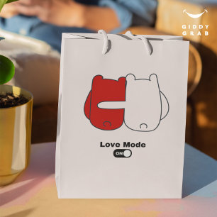 Love Mode On Cute Bear Couple Valentine's  Medium Gift Bag