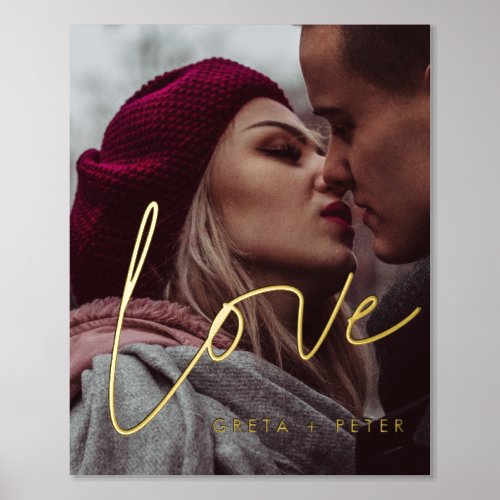 Love modern calligraphy couple photo gold foil prints