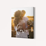 Love modern calligraphy overlay wedding photo canvas print<br><div class="desc">Showcase your favorite wedding pictures with this modern print,  with the word Love in a beautiful text overlay. You can easily change the color and size of the text to fit your picture.</div>