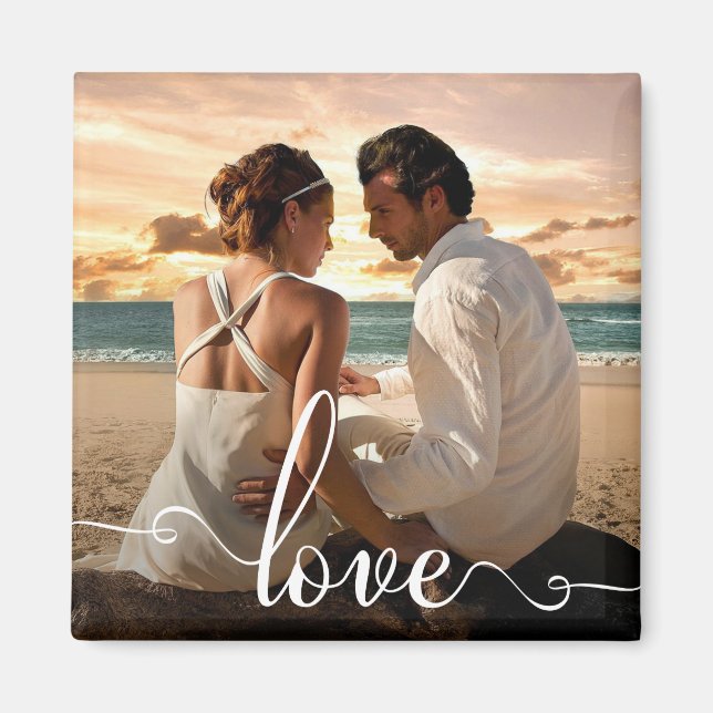 Love Modern Calligraphy Script Photo Magnet (Front)