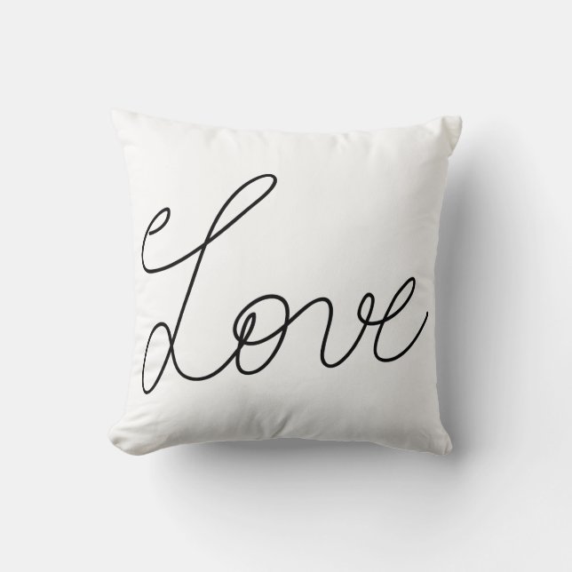Love Modern Calligraphy Script Throw Pillow (Front)